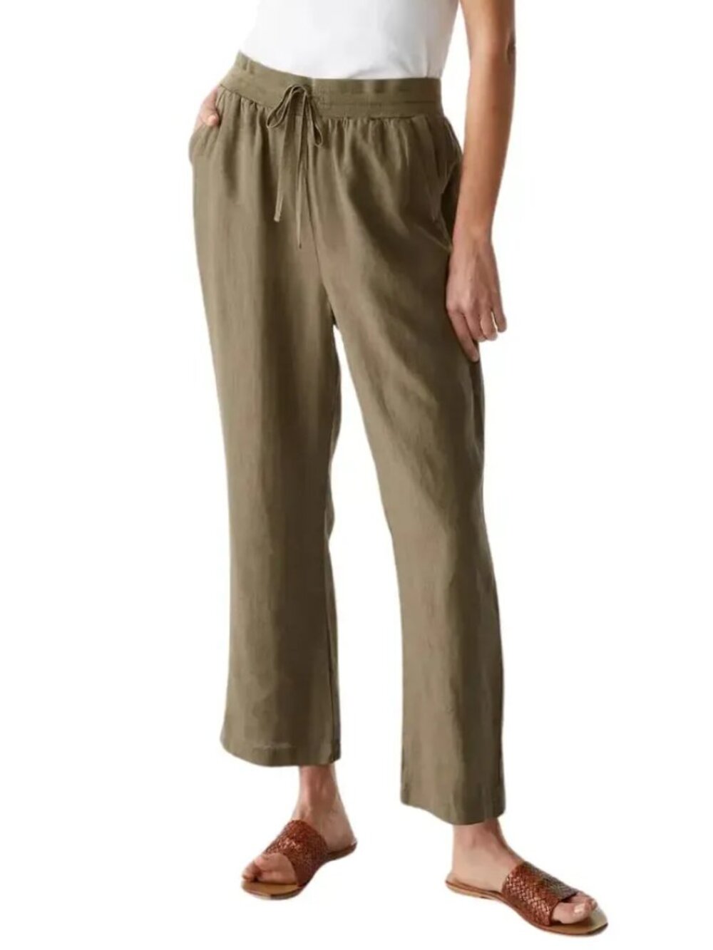 Michael Stars 100% Linen Nolan Pull On Pant - Camo, Sz S